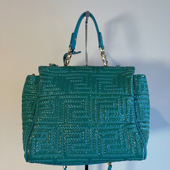 Gianni Versace Couture Turquoise Patent Leather Shoulder Bag - Preowned - Picture 2 of 16